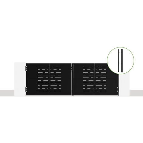 CASANOOV Puerta abatible de acero NALI ARLBERG 350 x 120cm Negro mate + 2 postes de acero DARIO