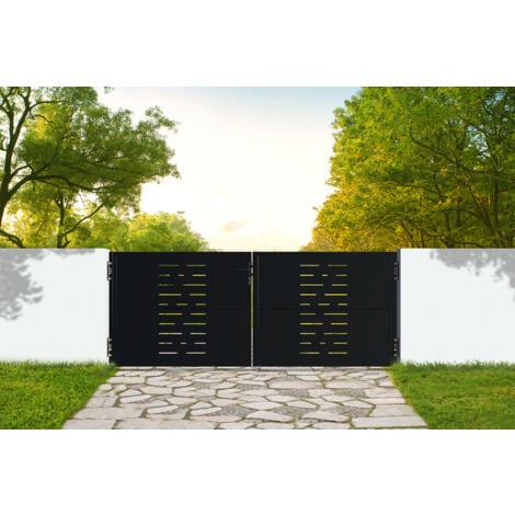 CASANOOV Puerta abatible de hierro 300 x 120cm NALI ARLBERG NEGRO MATE