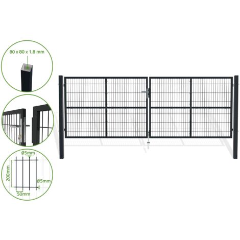Puerta abatible de malla gris RAZO 4m Alt.140cm