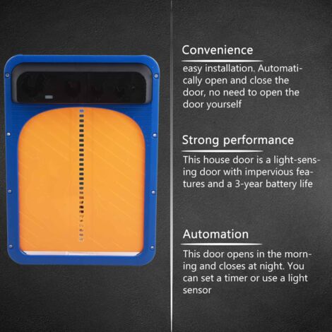 Puerta automática para gallinero con sensor de luz, resistente al agua - Puerta inductiva para gallinero que funciona con pilas