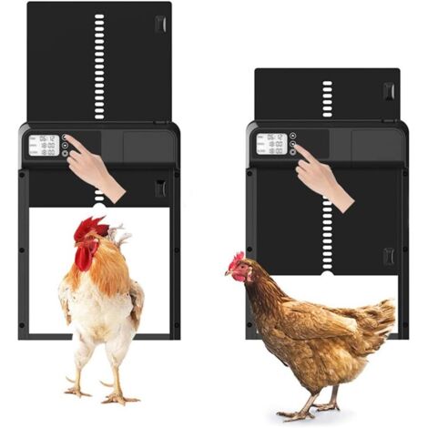 Puerta Automática para Gallinero, Ip66 Impermeable Puerta De Jaula Automática con Ajuste Manual De Tiempo, Funciona con Pilas, Puerta De Jaula De Pollo,para El Cuidado De Aves De Corral