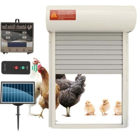 Puerta automática para gallinero, temporizador, sensor de luz programable, funciona con pilas, abrepuertas automático para gallineros (blanco)