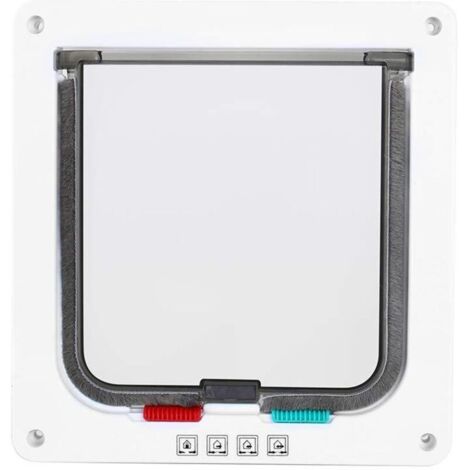 Puerta automática para gatos Jeffergarden, puerta silenciosa para interiores, puerta magnética para gatos, puerta de plástico para gatos de tamaño pequeño a mediano, color blanco