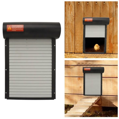 Puerta automática y programable para gallinero con control LED y alimentación solar – Gris