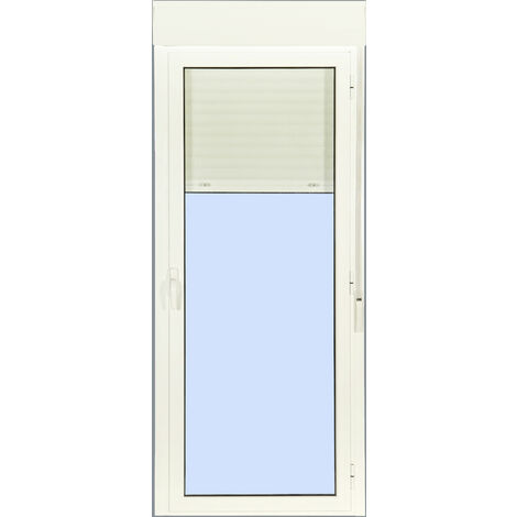 Puerta Balconera Aluminio Practicable Derecha Con Persiana (PVC) 880X2185 1h (guías y cajón persiana en kit)