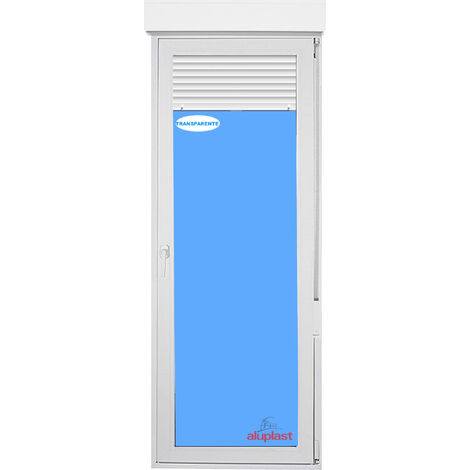 Puerta Balconera PVC 900x2285 Blanca Oscilobatiente Derecha con Persiana Vidrio Transparente