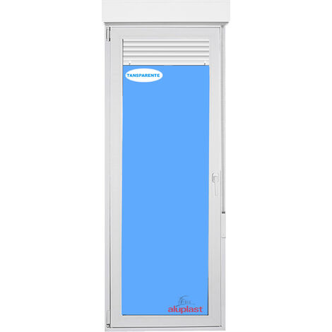 Puerta Balconera PVC 900x2285 Blanca Oscilobatiente con Persiana Vidrio Transparente