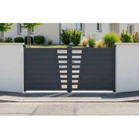 Puerta Batiente 3 m CERVINA Alt. 140 cm Aluminio Gris