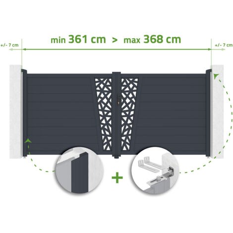 Puerta Batiente Ajustable En Anchura 3,5 m CERVINA RUIVO Alt. 160 cm Aluminio Gris