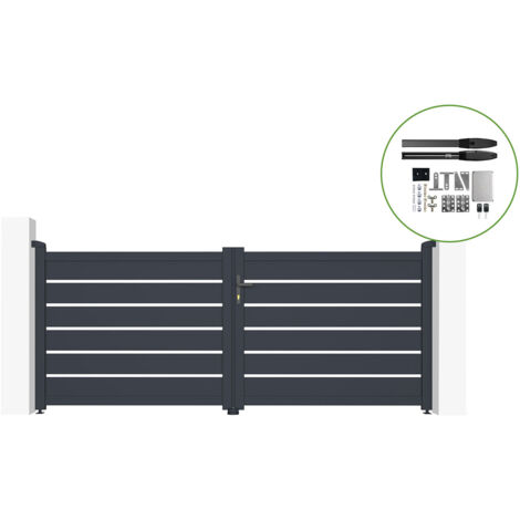 Puerta batiente automática gris VOGEL 300 x 120 + motor HICKER B200