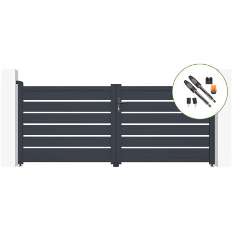 Puerta batiente automática gris VOGEL 300 x 120 + motor TANKER B700