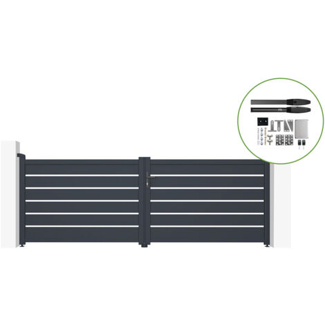Puerta batiente automática gris VOGEL 350 x 120 + motor HICKER B200