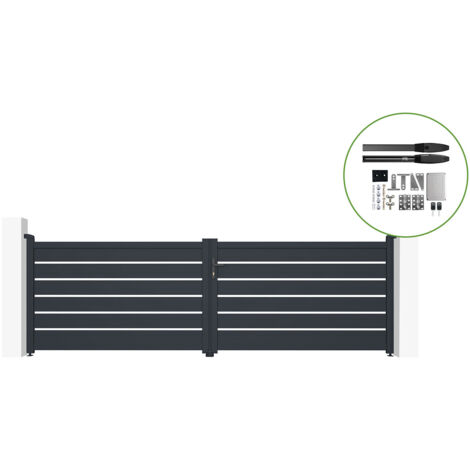 Puerta batiente automática gris VOGEL 400 x 120 + motor HICKER B200