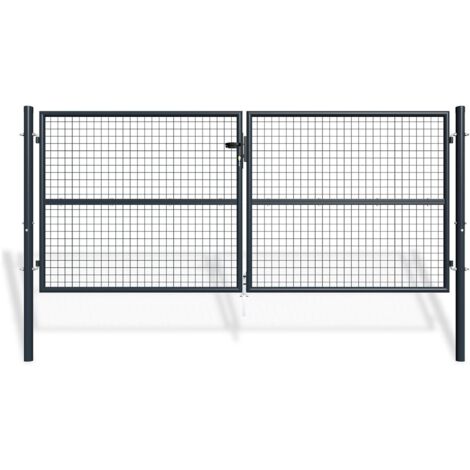 CASANOOV Puerta batiente de malla metálica 3m OLGA 300 x 130 Gris