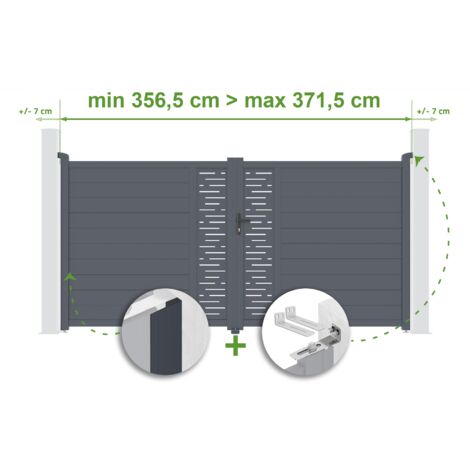 Puerta batiente regulable ancho ARLBERG 3,5m Alt.180cm aluminio Gris antracita