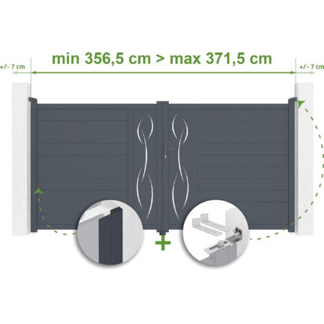 Puerta batiente regulable ancho LIFE 3,5m Alt.180cm aluminio Gris antracita