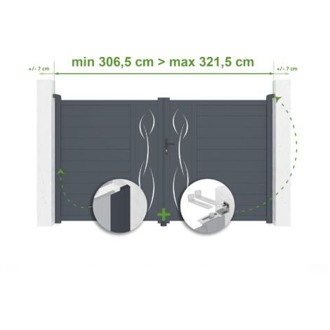 Puerta batiente regulable ancho LIFE 3m Alt.180cm aluminio Gris antracita