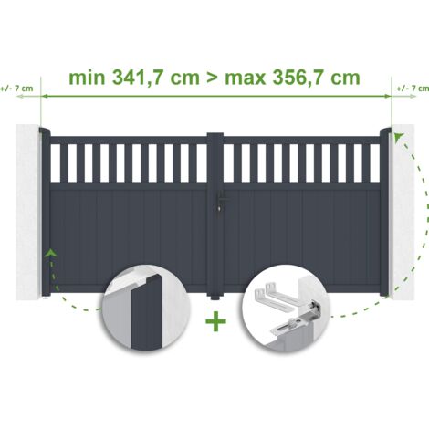 Puerta batiente regulable ancho SANTIS 3,4m Alt.160cm aluminio Gris antracita