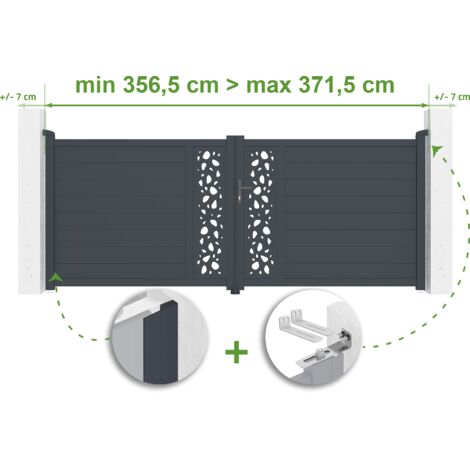 Puerta batiente regulable ancho SUNNY 3,5m Alt.140cm aluminio Gris antracita