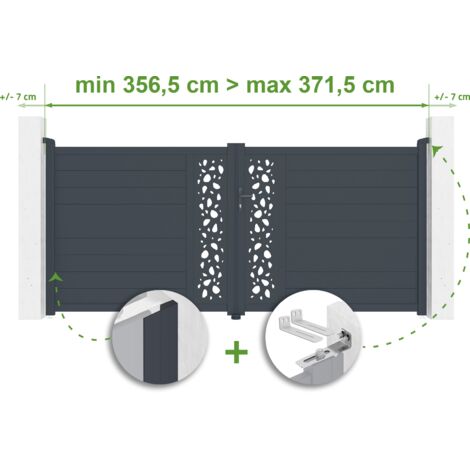 Puerta batiente regulable ancho SUNNY 3,5m Alt.160cm aluminio Gris antracita