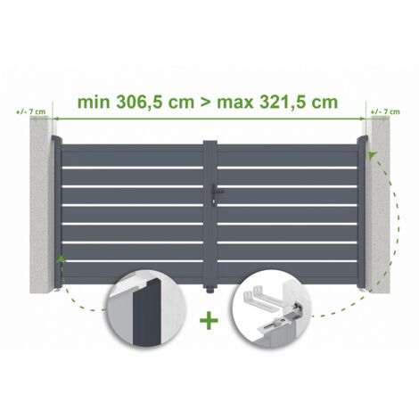 Puerta batiente regulable ancho VOGEL 3m Alt.140cm aluminio Gris antracita