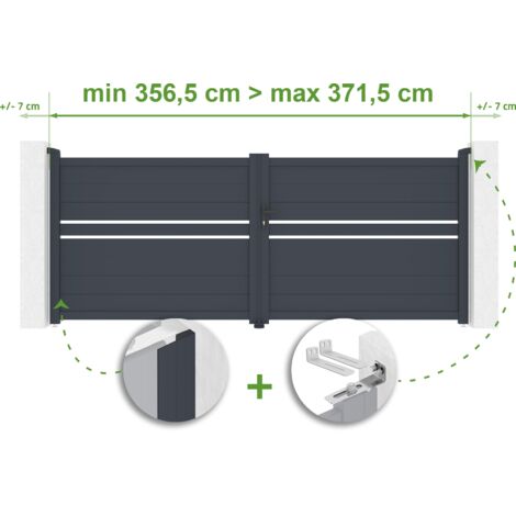 Puerta batiente regulable de ancho CIMONE 3,5m Alt.140cm aluminio Gris antracita