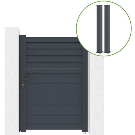 Puerta CARPATIA 1m H.140 aluminio gris + 2 postes EIFEL H.166 cm
