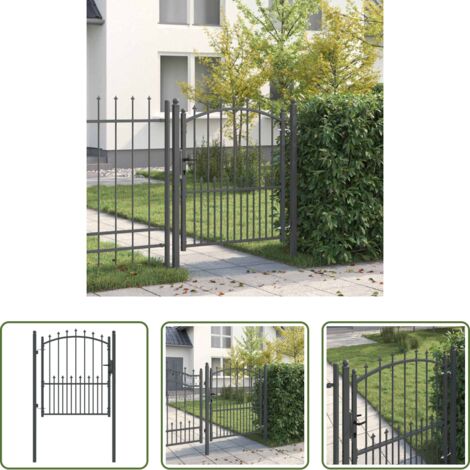Puerta con púas -  Puerta de cerca con picos con cerradura Gris 125 x 100 cm