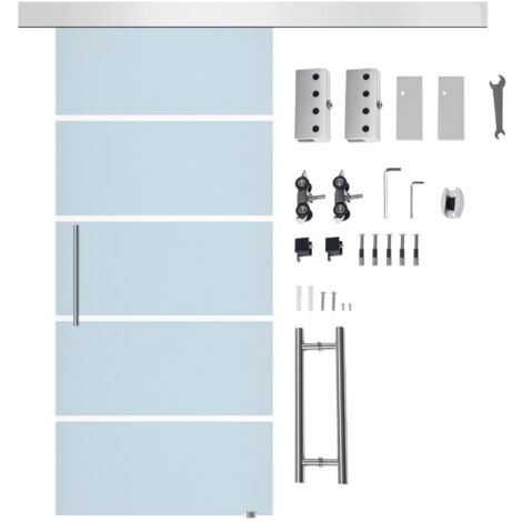 HOMCOM Puerta Corrediza de Vidrio Puerta Corredera Deslizante de Cristal 102,5x205 cm