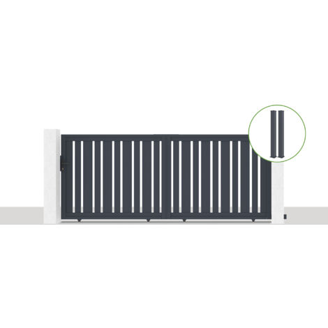 Puerta corredera 3,5x1,4m VEYMONT + 2 postes EIFEL Al.166cm Gris