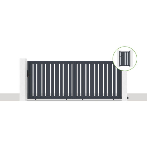 Puerta corredera 3,5x1,4m VEYMONT + Puerta 1m VEYMONT H.1,4m gris