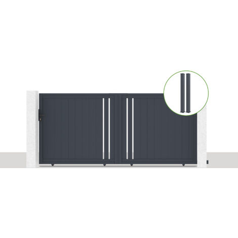 Puerta corredera 3,5x1,6m GIONA + 2 postes EIFEL Al.190cm Gris