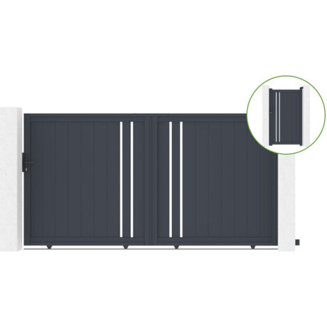 Puerta corredera 3m GIONA H.180cm aluminio + cancela GIONA H180 GRIS