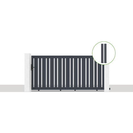 Puerta corredera 3x1,4m VEYMONT + 2 postes EIFEL Al.166cm Gris