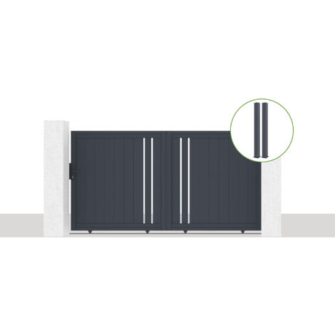 Puerta corredera 3x1,6m GIONA + 2 postes EIFEL Al.190cm Gris