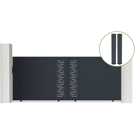Puerta corredera 4m ARLBERG H.160cm aluminio gris + 2 postes 20x20cm H.190cm