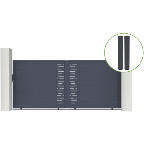 Puerta corredera 4m ARLBERG H.180cm aluminio gris + 2 postes 20x20cm H.190cm