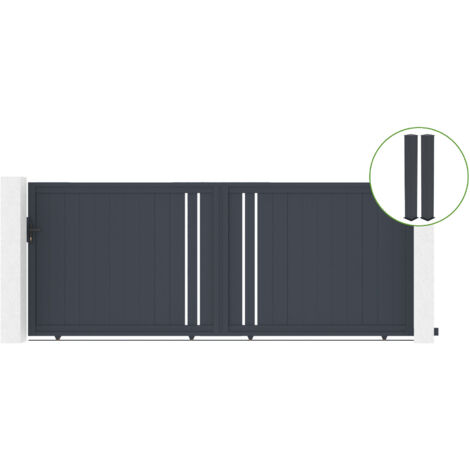 Puerta corredera 4m GIONA H.160cm aluminio gris + 2 postes 20x20cm H.190cm