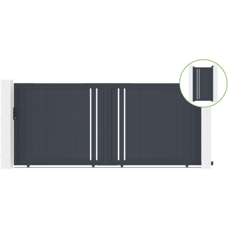 Puerta corredera 4m GIONA H.180cm aluminio + cancela GIONA H180 GRIS