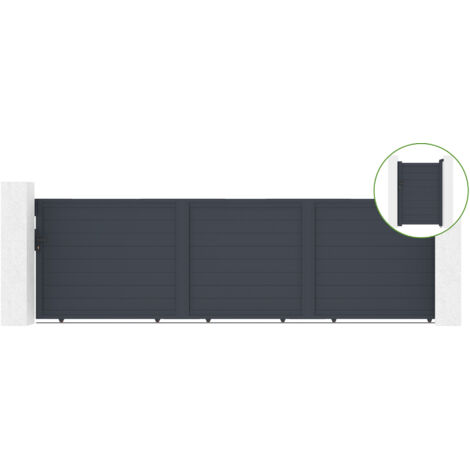 Puerta corredera 5m EIGER H.140cm aluminio + cancela EIGER H140 GRIS
