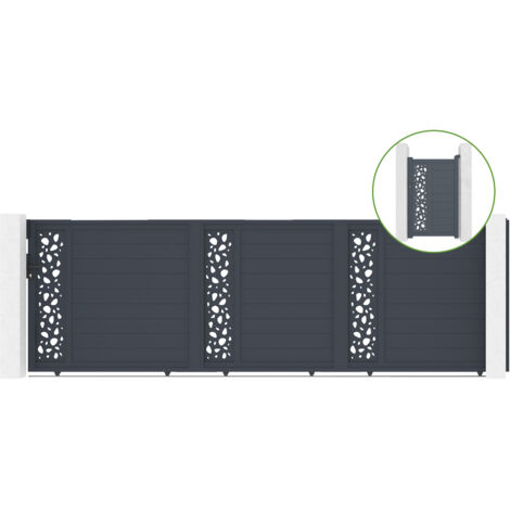 Puerta corredera 5m SUNNY H.160cm aluminio + cancela SUNNY H160 GRIS