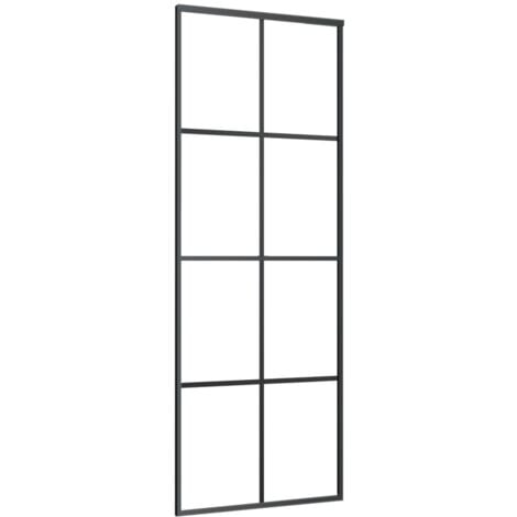 Puerta corredera aluminio y vidrio ESG negra 76x205 cm vidaXL