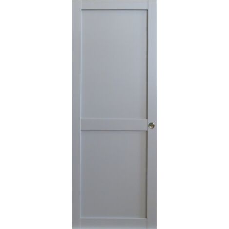 Puerta corredera Athena gris claro de 2 paneles H204 x L83 cm, coquillas Gd Menuiseries