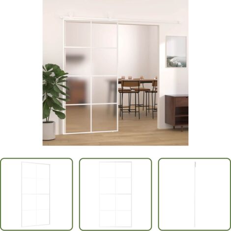 Puerta corredera blanca -  Puerta corredera ESG vidrio y aluminio blanca 102,5x205 cm