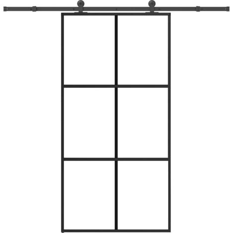 Puerta corredera con herrajes 102x205 cm ESG vidrio y aluminio