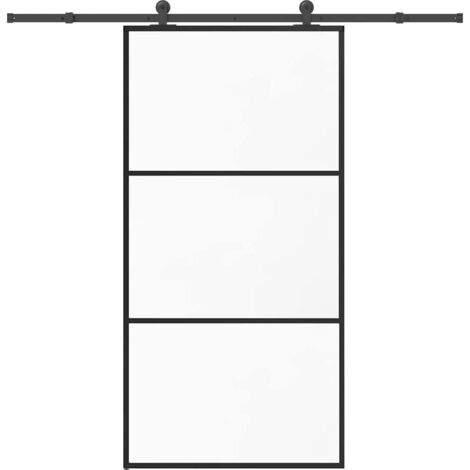 Puerta corredera con herrajes 102x205 cm ESG vidrio y aluminio