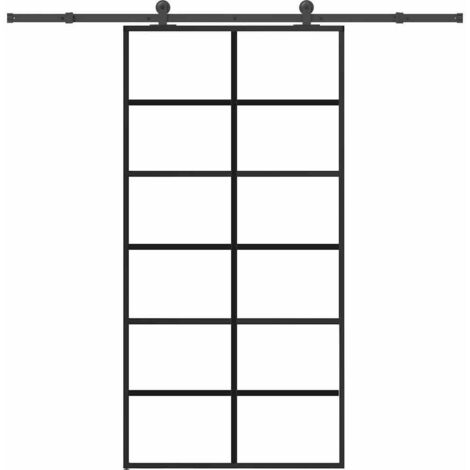 Puerta corredera con herrajes 102x205 cm ESG vidrio y aluminio