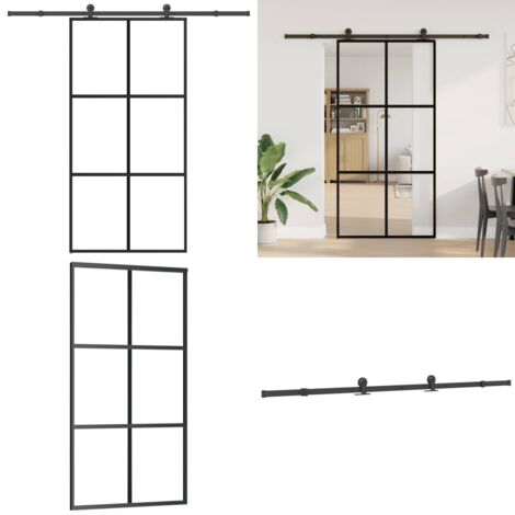 Puerta corredera con herrajes 102x205 cm ESG vidrio y aluminio - Puerta de vidrio - Puerta de aluminio