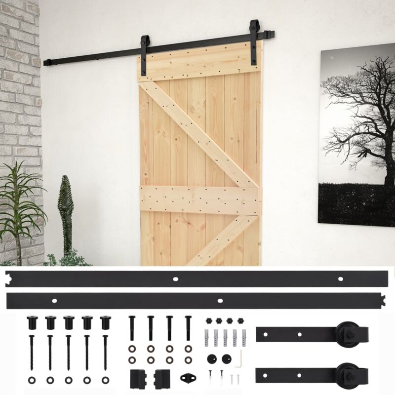 

vidaXL Puerta corredera con herrajes madera maciza de pino 100x210 cm - Marrón