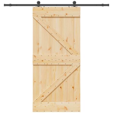 Puerta corredera con herrajes madera maciza de pino 100x210 cm vidaXL